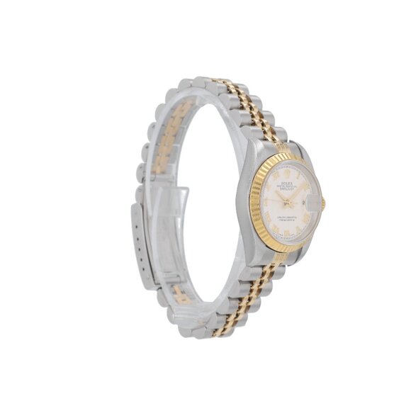 Rolex Ladies Datejust 26mm Two-Tone Ivory Pyramid Dial Fluted Jubilee 69173 main image 11